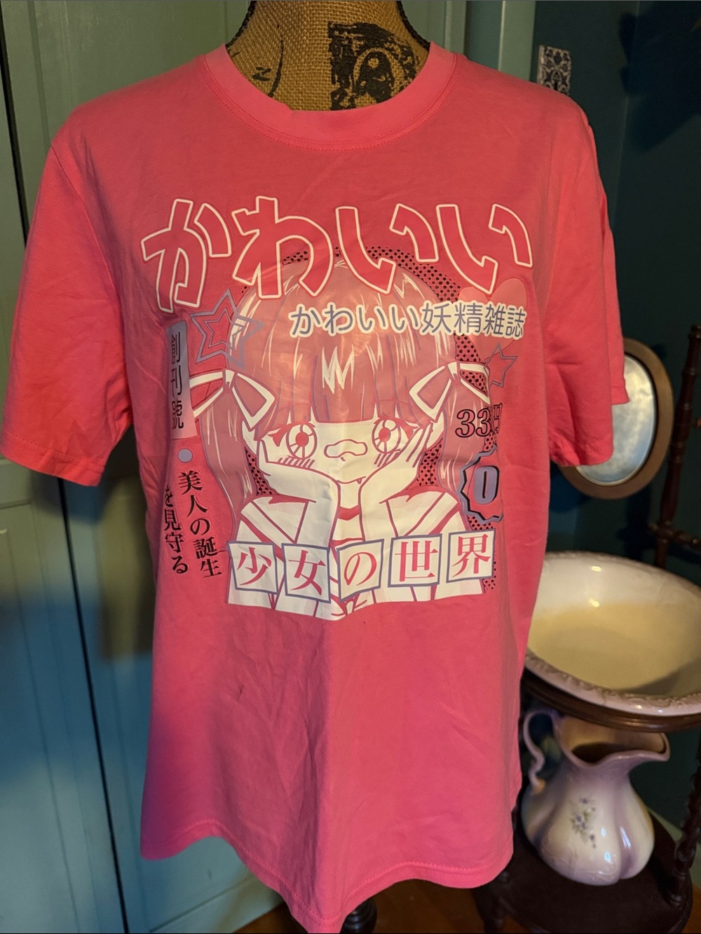 Kawaii Graphic Short Sleeve Tee — Pink